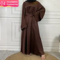 Vestido de cor sólida, vestido longo com corte de linha a de dubai abaya elegante, vestido feminino islâmico 6622