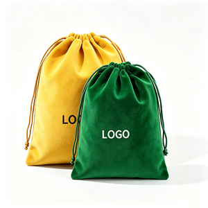 Sac à cordon en velours couleur personnalisée, pochette en velours avec logo personnalisé pour bijoux, cosmétiques, petits cadeaux, emballage pour fêtes et événements - Product Image 5