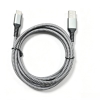 Câble USB-A vers Type-C en nylon tressé, charge rapide, cordon de données avec protection anti-tension renforcée pour téléphone portable Togudu T-255