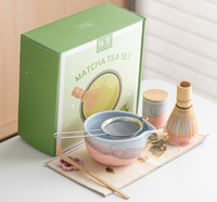 Ensemble bol à matcha et support pour chasen en céramique, base pour fouet à thé, accessoires de cérémonie du thé de style rétro japonais