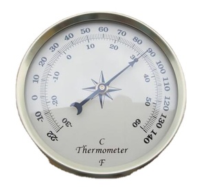 مقياس حرارة 3 في 1 لمحطة الطقس مقياس رطوبة Dia.130mm (5 بوصة) مع إطار ألومنيوم وعدسة زجاجية موديل 130THB - Product Image 1