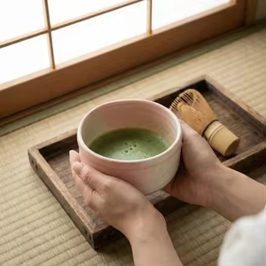 Bol à thé matcha japonais unique Peach Sakura Imagery pour sublimation, idéal pour les cafés - Product Image 4