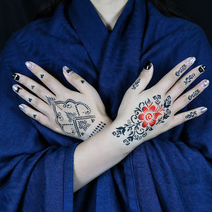 استنسل وشم الحناء لاصق GP ملصقات قابلة لإعادة الاستخدام وشم مؤقت استنسل سهل الاستخدام كيس OPP فردي من كلوريد البولي فينيل - Product Image 5