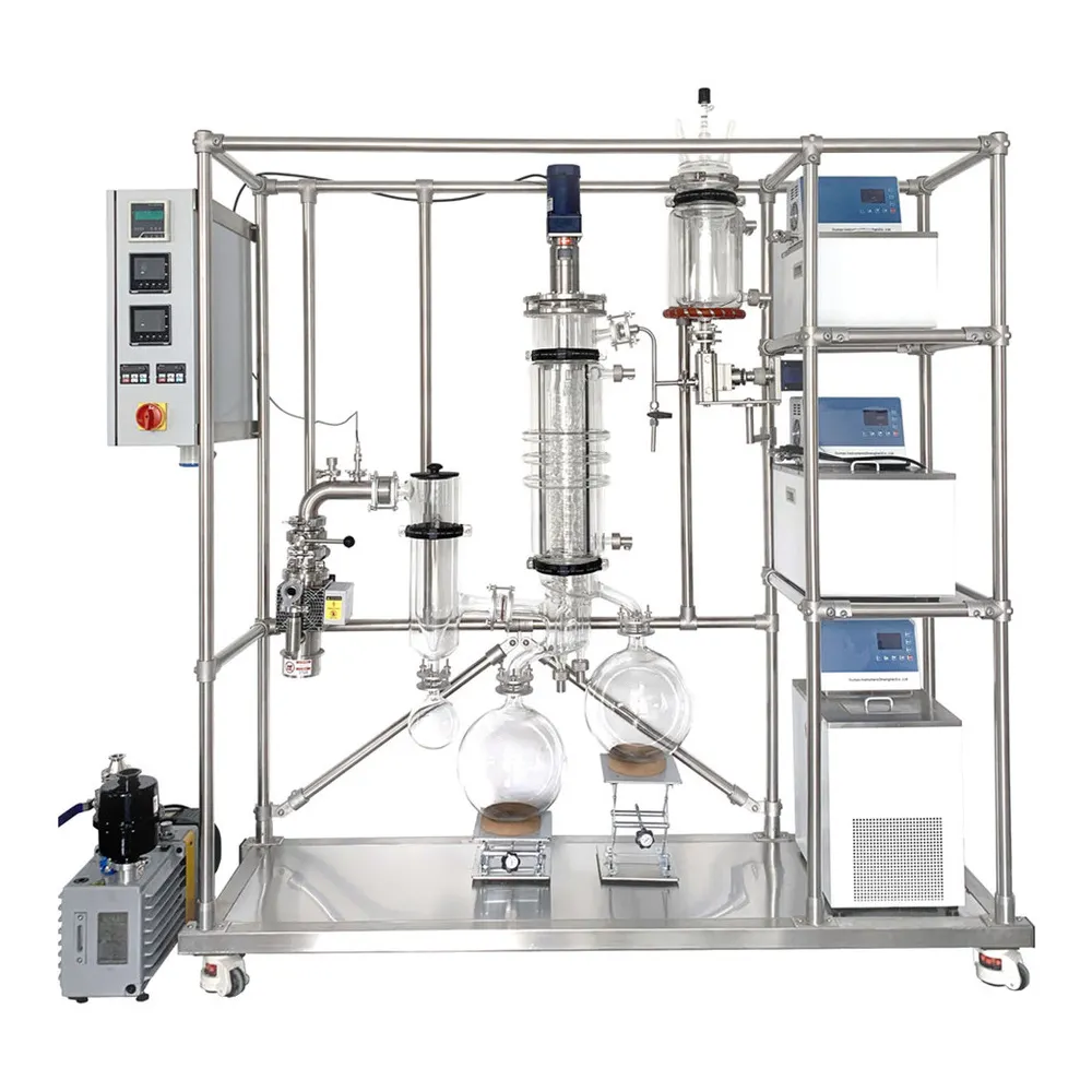 Precio de fábrica de alta pureza de destilación molecular equipo de sistema con vidrio resistente