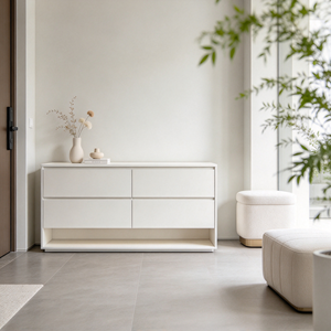 Zapatero Moderno de Madera Blanca con Cajones y Almacenamiento Abierto para Dormitorio o Entrada - Product Image 5