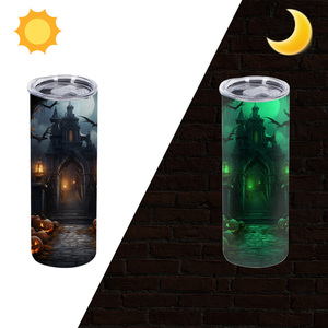 20 oz thẳng thăng hoa cách điện màu xanh lá cây phát sáng trong bóng tối bằng thép không gỉ Tumblers với rơm cho Halloween Đảng - Product Image 2