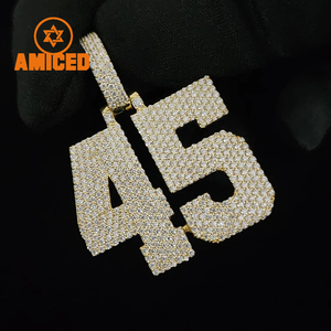 Colgante Hip Hop Personalizado con Incrustaciones de Diamantes, Plata 925, Número Inicial, Logotipo, Moissanita VVS, Colgantes de Diamantes Redondos para Hombre - Product Image 3