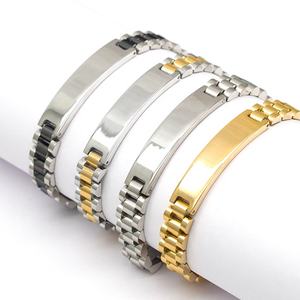 <span class=keywords><strong>Bracelet</strong></span> en Acier Inoxydable Imperméable pour <span class=keywords><strong>Homme</strong></span> à Texte Personnalisé, Plaqué Or et Noir, Maillon de Chaîne de <span class=keywords><strong>Montre</strong></span>, Barrette Vierge pour Bijoux - Product Image 2