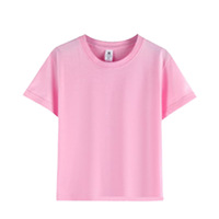 Kaos Anak Grosir Model Longgar 180g Katun Combed O Neck Lengan Pendek Warna Solid Bernapas untuk Anak Laki-laki Perempuan Logo Custom