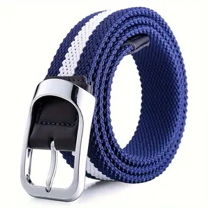 Alloy Belt Fashion brands designer custom nylon polyester canvas men belt with printed logo buckle Classic Belt