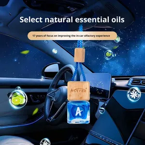 Diffuseur de parfum pour voiture Astree, flacon en verre suspendu avec bouchon en bois, longue durée, rechargeable, pour rétroviseur, OEM - Product Image 2