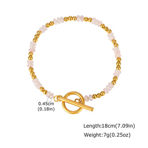Pulsera de Moda de Acero Inoxidable con Cuentas de Arroz Coloridas y Cuentas de Ojo de Tigre Natural, Diseño con Cierre OT, Joyería Moderna Impermeable - Product Image 5