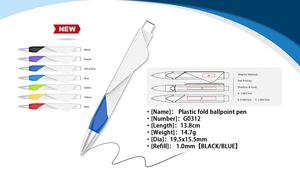 Nouveau stylo à bille pliable en plastique blanc promotionnel et créatif, cadeau de papeterie pour étudiants, stylo personnalisé - Product Image 2