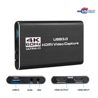 Tarjeta Capturadora de Video USB 3.0 4K 1080p HDTV para Teléfono Móvil, Laptop, Tablet, Transmisión en Vivo de Juegos, Grabación HDTV