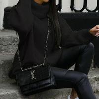 Pull décontracté à col roulé pour femme, coupe oversize, manches longues, printemps 2026, grande taille, tricot côtelé, face avant en nylon/coton