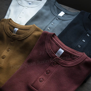 <span class=keywords><strong>Magliette</strong></span> Henley a Maniche Lunghe in Cotone 100% Premium Personalizzate per <span class=keywords><strong>Uomo</strong></span>, Camicie <span class=keywords><strong>Termiche</strong></span> Casual Autunnali con Bottoni Ricamati e Lavabili - Product Image 1