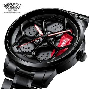 Montre Homme Quartz Acier Inoxydable Étanche avec Cadran Jante de Supercar et Roue 3D à Rotation 360°, Vente en Gros, Relogio Masculino - Product Image 1