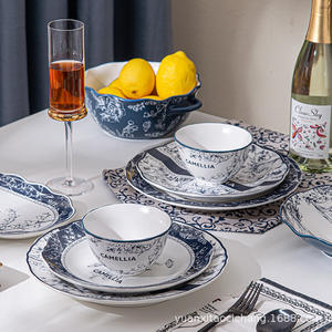 Service de vaisselle rond en céramique Camellia avec motif encre chinoise, compatible micro-ondes, idéal pour la maison et les cadeaux - Product Image 3