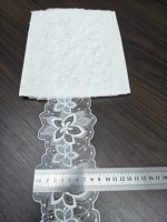 Large bordure en dentelle blanche de 9,5 cm, motif floral à six pétales, festonnée, brodée, pour robe de soirée, rideau, couture DIY, artisanat en dentelle