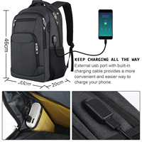 Mochila de poliéster impermeable minimalista unisex de gran capacidad para viajes y ocio, mochila para portátil de negocios con carga USB