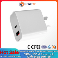 Pengisi Daya Dinding Portabel ABS 20W Max USB Tipe-C Colokan AU Ringkas untuk Perjalanan Pengisian Cepat