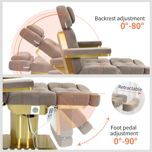 Luxury Golden Base <b>Electric</b> Beauty Bed Leather Massage Bed Salon Facial Eyelash Lash Bed With Lights - Product Image 6