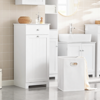 Meuble de rangement de salle de bain avec tiroir et panier à linge inclinable, armoire de rangement de salle de bain avec panier