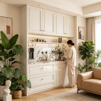 Armoire intégrée en bois composite à panneaux blancs, dressing, meuble de rangement, charnières silencieuses, éclairage LED chaud, aménagement personnalisé