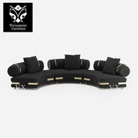 Italienische Luxus benutzer definierte cremeweiße Stoff Schnitts ofa Set 3 Halbmond form Modular ausziehbar Abschnitt Modern gepolstert