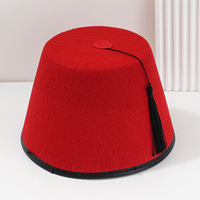 Sombrero con Temática Egipcia, Sombrero Turco Exótico, Tocado con Temática Marroquí con Borlas Negras