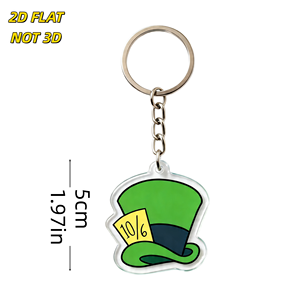 Porte-clés en acrylique <span class=keywords><strong>Chapeau</strong></span> Haut-de-forme Vert <span class=keywords><strong>du</strong></span> Chapeleur <span class=keywords><strong>Fou</strong></span>, avec détail de marque 10/6, breloque fantaisie inspirée <span class=keywords><strong>du</strong></span> pays des merveilles pour clés, accessoire amusant - Product Image 2