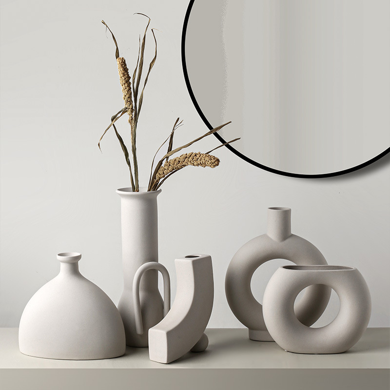 Vente en gros, vase à fleurs nordique moderne en porcelaine de luxe pour décoration intérieure, accessoires de décoration en céramique