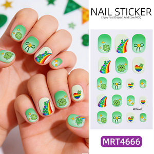 Autocollants pour <span class=keywords><strong>ongles</strong></span> verts pour enfants et filles, motifs de dessins animés mignons, autocollants adhésifs pour nail art, décorations de manucure arc-en-ciel et fleurs - Product Image 6