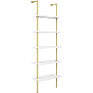 Muebles de decoración para el hogar, repisa de escalera de <span class=keywords><strong>madera</strong></span> <span class=keywords><strong>y</strong></span> <span class=keywords><strong>Metal</strong></span>, color <span class=keywords><strong>blanco</strong></span>, 5 estantes - Product Image 4