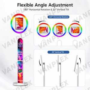 Kiosque photo <span class=keywords><strong>selfie</strong></span> en métal arqué pour iPad, coque de photomaton 10,2-13 pouces avec lumière RGB pour location événementielle et fêtes - Product Image 4