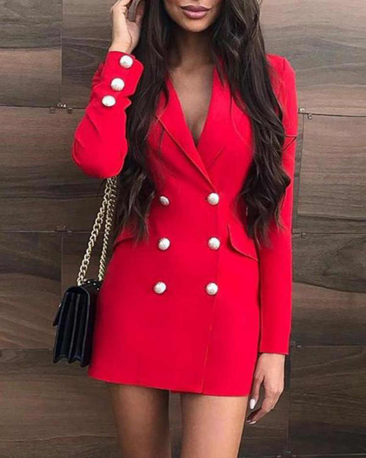 open lace back dress Pálína Red Structured Mini Blazer Dress, M / Red main image 1