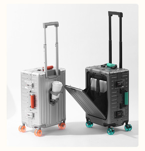 Maleta de Viaje de Aluminio de 20/24 Pulgadas con Compartimento Frontal para Portátil, Maleta Rígida sin Cierre con Ruedas Giratorias de Colores - Product Image 4