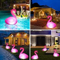 Lot de 2 flotteurs gonflables flamants roses lumineux pour piscine, à énergie solaire, étanches, LED, pour anniversaires, remises de diplômes, nouveautés