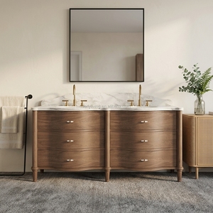 Mueble de Baño de Mármol Arabescato Corchia de Alta Gama FERLY, Modelo <span class=keywords><strong>Valerie</strong></span>, Individual o Doble, Moderno, de Lujo, Personalizado - Product Image 1