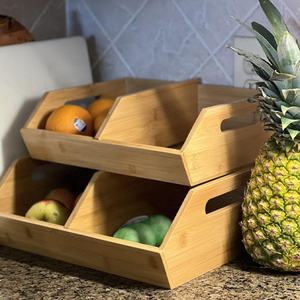 Organizador <span class=keywords><strong>de</strong></span> Cocina, Cesta <span class=keywords><strong>de</strong></span> Almacenamiento <span class=keywords><strong>de</strong></span> Bambú para Papas y Cebollas, para Frutas o Verduras - Product Image 3