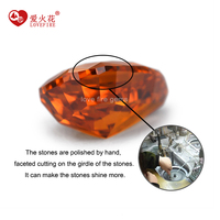 Pierre synthétique en forme de poire, effet glace pilée, qualité 5A+, grenat rouge orangé, zircone cubique synthétique taillée à la machine et à facettes pour bijoux