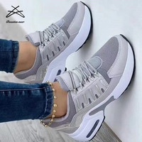 Chaussures de sport décontractées grande taille tendance 2022 pour femmes, lacets, course à pied, maille respirante, baskets en tricot pour femmes