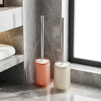 Ensemble de brosse de toilette avec couvercle hermétique hygiénique, manche en acier inoxydable robuste, décoration moderne pour la salle de bain, brosse de nettoyage des toilettes