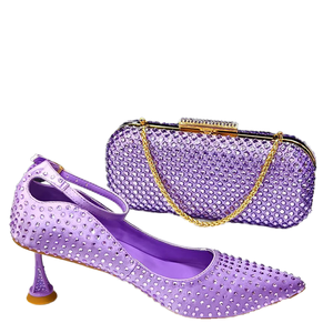 Ensemble chaussures compensées à bout ouvert et sac pour mariée, fermeture à bouton, chaussures de mariage printemps/été pour femme - Respirantes et imperméables - Product Image 1