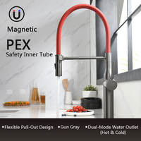 Robinet de cuisine moderne en acier inoxydable 304, à poignée unique, rotatif à 360 degrés, avec douchette extractible, mitigeur eau chaude/froide pour usage hôtelier