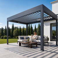 Système de toit à persiennes motorisé en aluminium personnalisable pour gazebo, pergola, balcon, jardin, extérieur, imperméable