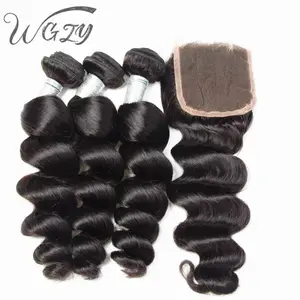 Loose Deep Wave Human Hair Bundles Weave Unprocessed 10A Raw Brazilian Virgin Sew in Hair Extensions Natural Black