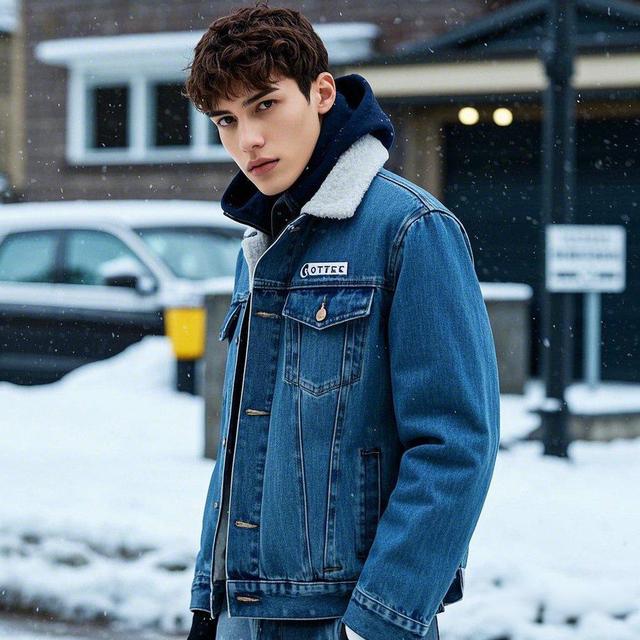 High Quality Winter 100% Cotton Windproof Men Jean Jackets Custom logo Streetwear Men Hooded Denim Jacket