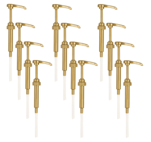 Bomba de café dorada para botellas de 750 ml, (paquete de <span class=keywords><strong>12</strong></span>), compatible con Upouria, Torani, dasinci, Jordan, pitillos delgados y (Monin 1 litro) - Product Image 1