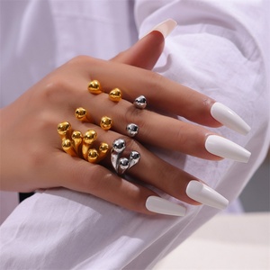 Personalized Jewelry Waterproof Gold Plated Stainless Steel Double Finger <b>Rings</b> Women Jewelry - Product Image 3